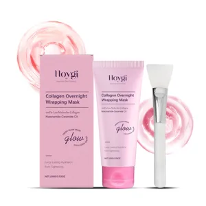 Mascarilla facial de noche con colágeno HOYGI y brocha, 100g hidratación y poros.