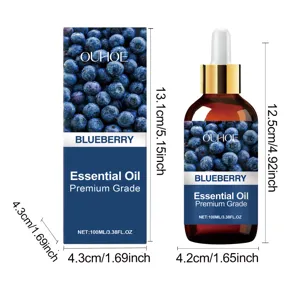 OUHOE Blueberry Essential Oil 100ml moisturizing hair and body skincare nourishing formula.