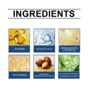Detail infographic showcasing key natural ingredients of the multi-functional blueberry oil.