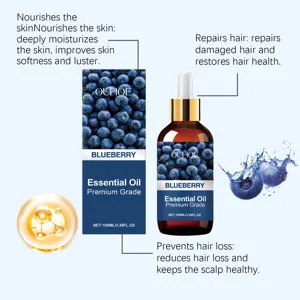 OUHOE 100ml Blueberry Essential Oil for Deep Skin Nourishment and Hair Repair Care.