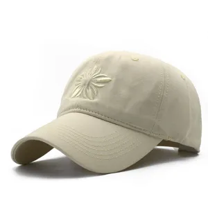 Berretto da Baseball in Cotone da Donna Ricamo Girasole Tesa Curva Regolabile Cappello di Sole Casual