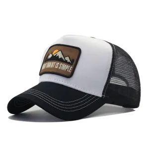 Cappello da Baseball in Maglia per Sport All'Aperto Unisex Traspirante Blocco di Colore Protezione Solare Cappello da Escursionismo Con Ricamo di Montagna