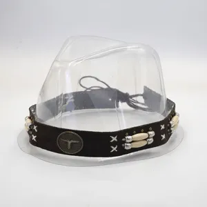 Handmade DIY retro ethnic cowboy hat band with metal bull head and beads for unisex styling