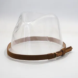 Brown hat belt band strap with metal ring buckle for DIY hat accessories decoration.