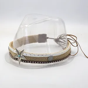 Handmade woven hat band vintage style hat accessory with star charm and rustic braided rope