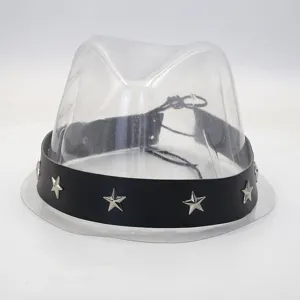 Black leather hat band with metal star studs punk rock style diy hat accessory for men women
