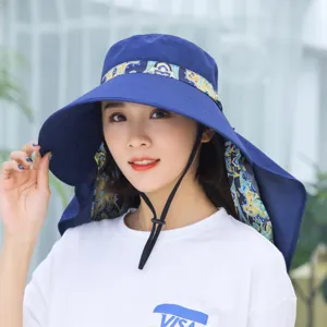 Women summer sun protection hat large brim outdoor cycling visor face shield cap