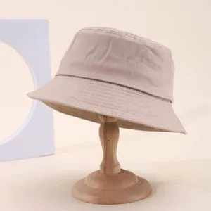 Classic plain cotton bucket hat for women men, casual sun protection outdoor fashion fisherman hat.
