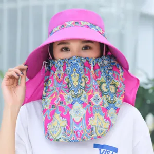 Women Summer Sun Protection Hat Large Brim Outdoor Cycling Anti-UV Face Shield Cap