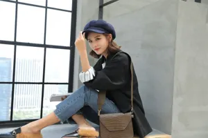 Detail view of a stylish dark blue wool octagonal hat, perfect for autumn and winter fashion wear.
