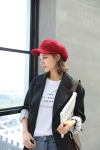 Women woolen beret octagonal cap autumn winter vintage stylish painter hat retro casual daily chic