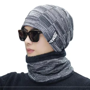 Winter Acryl Gebreide Muts Nekwarmer Set Fleece Gevoerd Dikke Thermische Bivakmuts Gezichtsbescherming Outdoor Fietsen Casual Unisex
