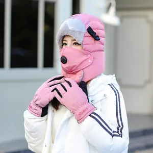 Winter Radfahren winddicht warm Hut und Handschuhe Set mit Schutzbrille Gesichtsmaske