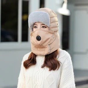 Winter Trapperhut mit Gesichtsmaske, dicker warmer winddichter Bomberhut für kaltes Wetter