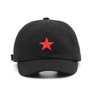 Casquette de baseball noire brodée d'une étoile rouge, chapeau décontracté en coton.
