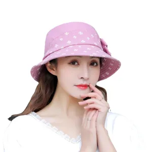 Rosa Damen Fischerhut Sonnenschutz breite Krempe Freizeit Stil Mode Outdoor Sommerhut