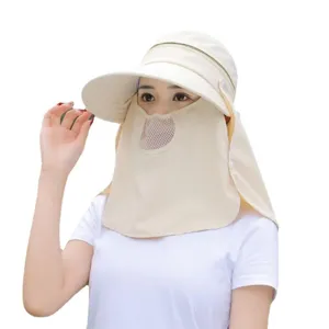 UV protection sun hat for women with detachable face cover and neck flap for summer outdoor use.
