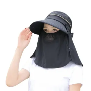 Women summer sun protection hat with detachable face shield and wide brim sun protection cap