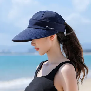 Women's wide brim empty top sun visor hat uv protection summer outdoor beach hat