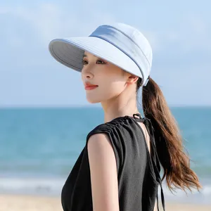 Women UV protection sun visor empty top hat for summer beach outdoor sports stylish
