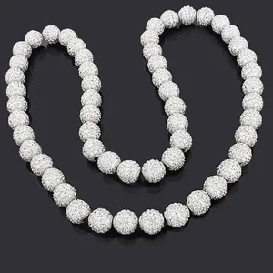 Unisex Shamballa Woven Necklace Polymer Clay Rhinestone Ball Pendant Necklace Bohemian Religious Style Jewelry Gift For Men Women