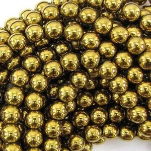 Magnetic Material Electroplated Round Loose Beads For DIY Shamballa Bracelet Craft Making Jewelry Findings Gold Tone Accessories