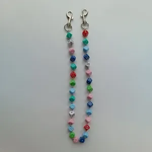 Colorful acrylic dice chain fashion pants chain multi-color beaded bag hanging chain