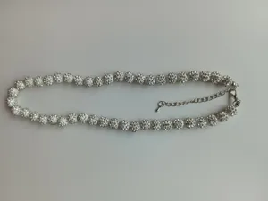 Sparkling white Shamballa necklace featuring rhinestone-encrusted disco balls jewelry