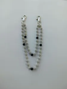 Close-up detail of 12mm sparkling rhinestone disco ball chain with silver lobster clasps