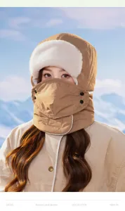Winter warme trapper muts met winddicht gezichtsmasker voor buiten, dikke pluche oorklep muts.