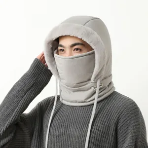 Pasamontañas térmico y cortavientos de invierno con mascarilla integrada y orejeras de felpa.