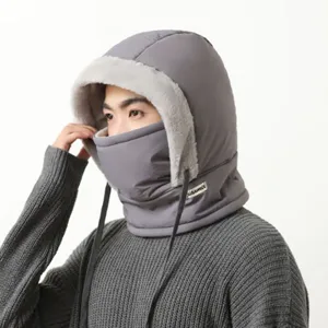 Gorro de invierno cálido con máscara facial forrado de polar a prueba de viento para ciclismo