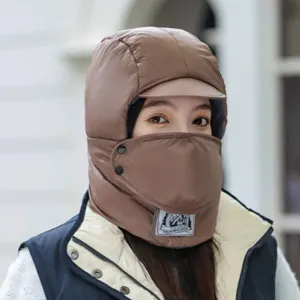 Detailed view of the winter warm trapper hat, showing thickened windproof ear protection design.