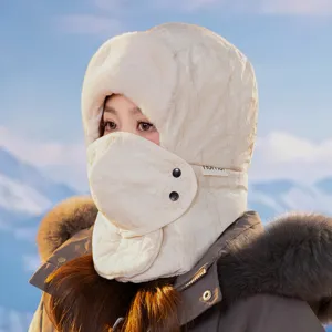 Winter warme winddichte ushanka muts met gezichtsmasker, dikke oorbeschermende sneeuwmuts.