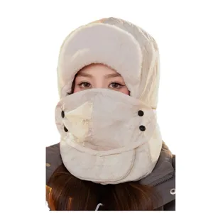 Warme, winddichte fleece wintermuts met gezichtsmasker voor buiten fietsen en koude dagen.