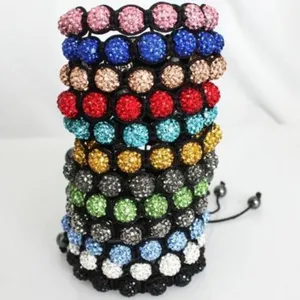 Bunte gestapelte Shamballa Armbänder Set mit funkelnden Strass-Discokugel Perlen
