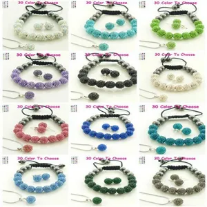 Multiple color variants of Shamballa jewelry sets with crystal disco ball beads