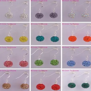10mm Shamballa Stud Earrings For Women Pave Rhinestone Polymer Clay Disco Ball Earrings Silver Plated Jewelry Gift