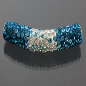 Shamballa Style Curved Tube Beads Polymer Clay Pave Rhinestone Gradient Color DIY Jewelry Making Accessories For Bracelet Necklace Handcrafted Crafting Supplies