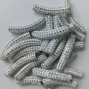 45mm Strass Shamballa Gebogene Röhren Perlen Polymer Ton Lose Perlen DIY Schmuck Zubehör