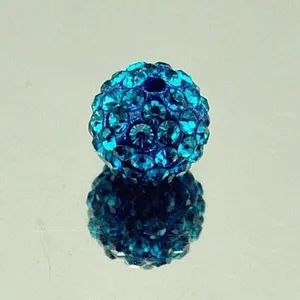 Cuenta Shamballa estrás azul 10mm bola arcilla polimérica estrás vista detalle accesorio manual