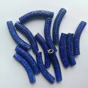45mm Blaue Strass Polymer Ton Gebogene Röhren Perlen für DIY Schmuck Herstellung Zubehör