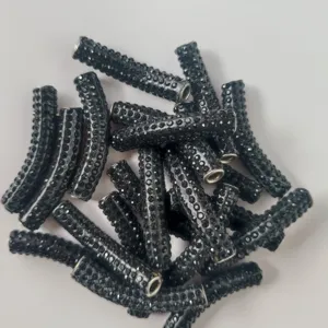 45mm schwarze Strass Ton gebogene Röhre Perlen für DIY Armband Halskette Schmuckherstellung