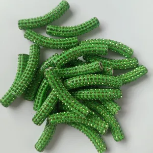 45mm grüne Strass gebogene Röhren Perlen Polymer Ton lose Perlen für Schmuckherstellung DIY