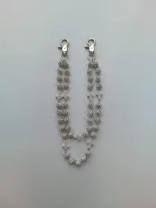 12mm rhinestone beaded pant chain with pink cross charms for hip-hop fashion styling