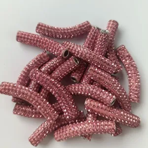Rosa Strass gebogene Röhre Perle Detail, perfekte DIY Armband Halskette Schmuck Zubehör Teile.