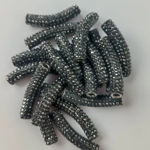 Gebogene Strass-Röhrenperlen Polymer-Ton Shamballa Zwischenperlen für DIY Schmuck Handwerk