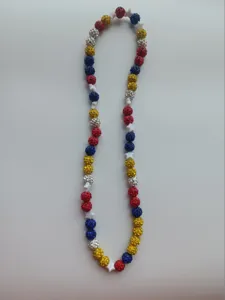 Handmade colorful Shamballa rhinestone bead necklace featuring white star spacer beads