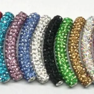 Strass Polymer-Ton Gebogene Tubenperlen Abstandshalter Perlen Für DIY Armband Halskette Schmuckherstellung Zubehör