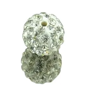 10mm double hole rhinestone shamballa beads white clay disco ball beads for bracelet jewelry